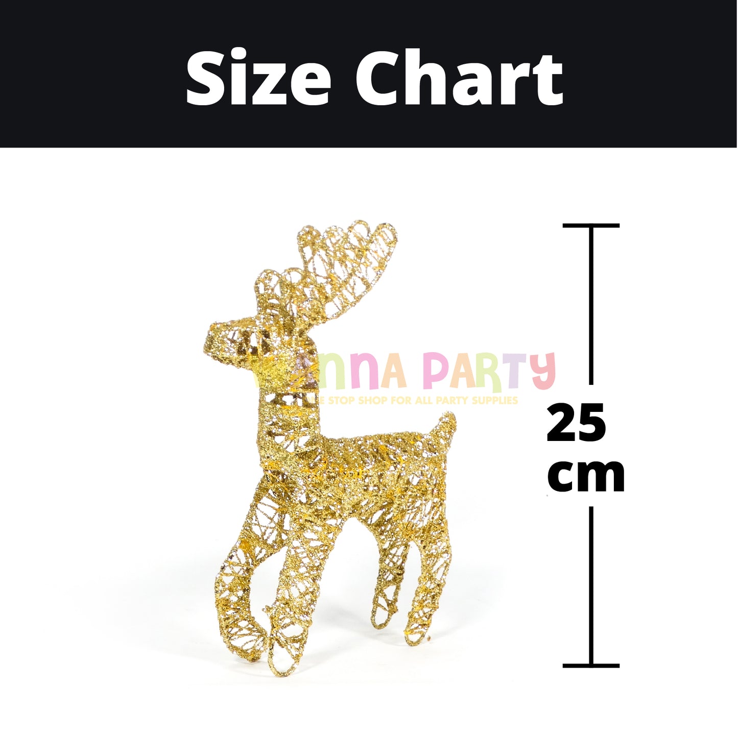 Golden Decorative Standing Reindeer Small - 25cm