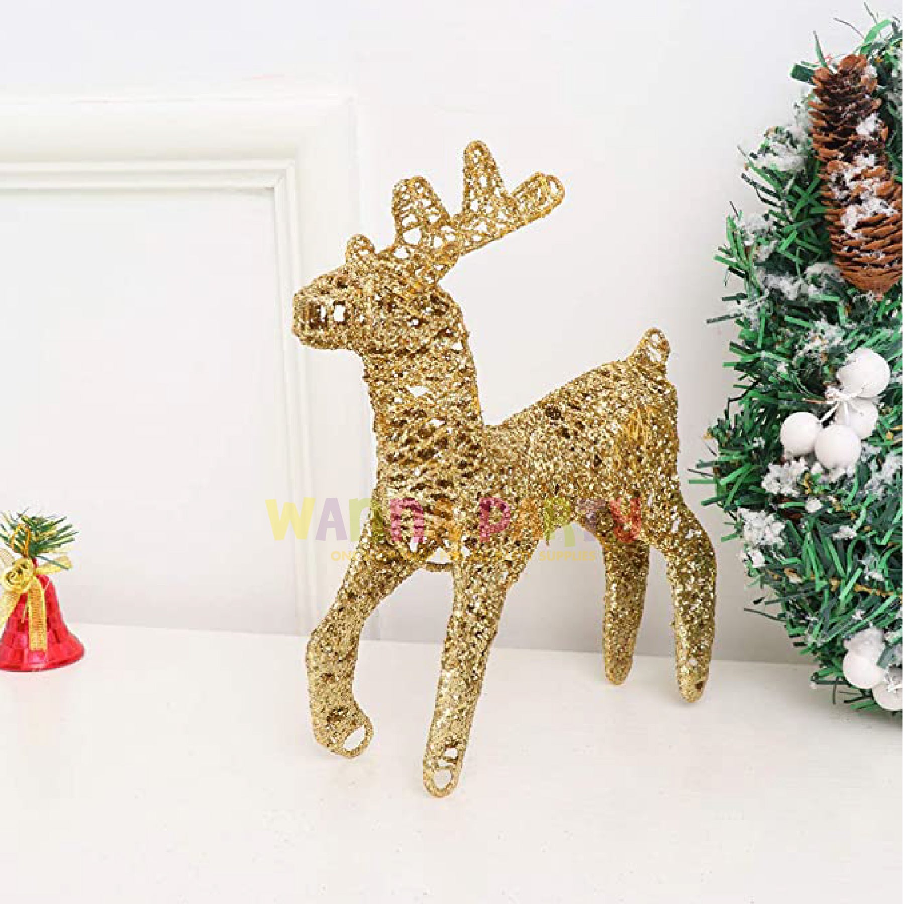 Golden Decorative Standing Reindeer Small - 25cm