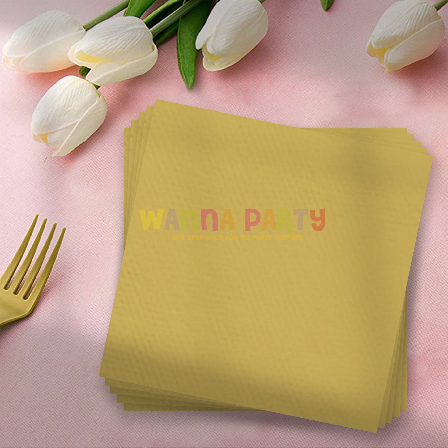 Golden Paper Napkins - 20 PC