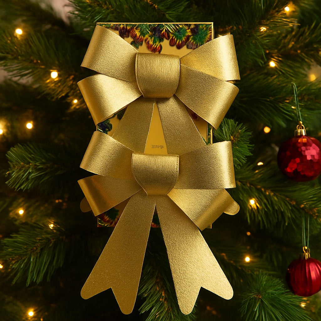 Golden Bows for Christmas Decorations - Set of 2