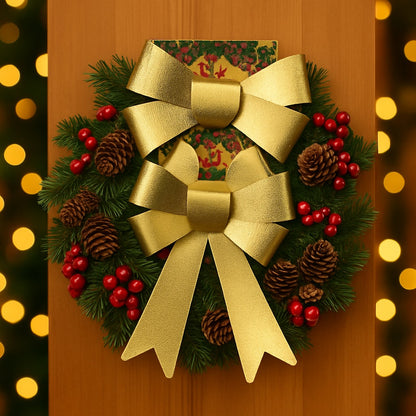 Golden Bows for Christmas Decorations - Set of 2