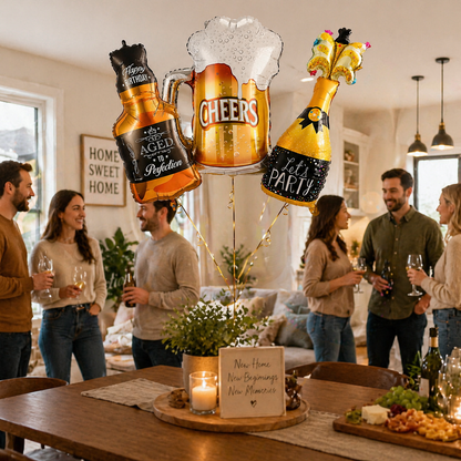 Supershape Drinking Theme Foil Balloon Set of 3 for Celebration Decoration | Let’s Party, Aged to Perfection & Beer Mug Balloons