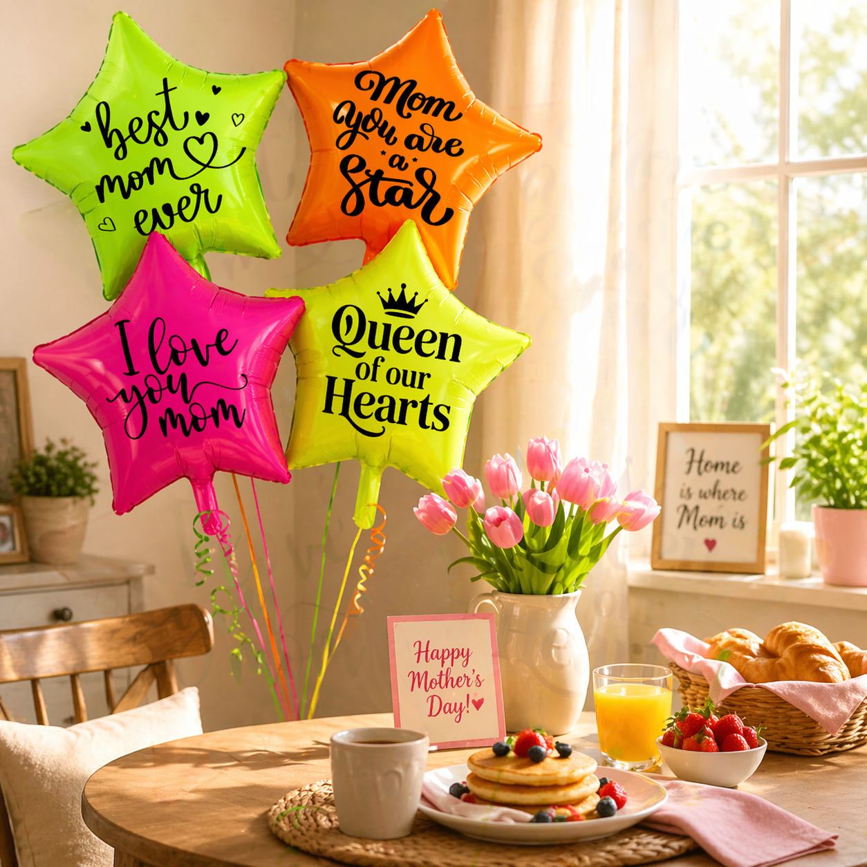 Happy Mother’s Day Neon Star Foil Balloon Set of 4