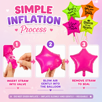 Happy Mother’s Day Neon Star Foil Balloon Set of 4