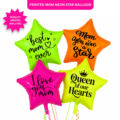 Happy Mother’s Day Neon Star Foil Balloon Set of 4
