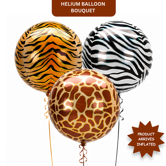 Animal Print Orbz Shaped Balloon Bouquet Set of 3 | Helium Filled and Delivers Inflated