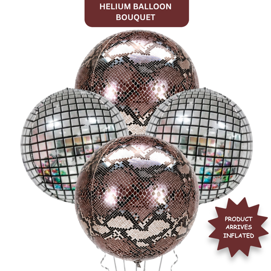 Jungle Disco Balloon Bouquet Set of 4PC | Helium Filled & Delivers Inflated