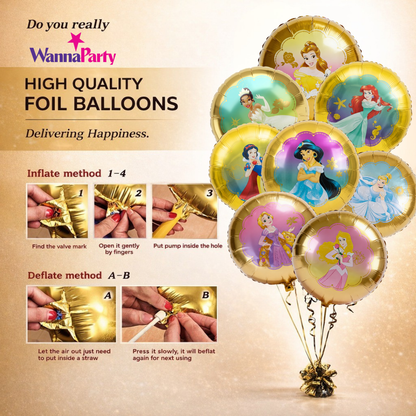 Beautiful Disney Princess Balloon Bouquet - Set of 8