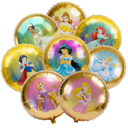 Princess Birthday Helium Filled Foil Balloon Bouquet Set of 8 | Pre-Inflated & Delivered