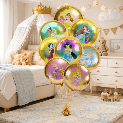 Beautiful Disney Princess Balloon Bouquet - Set of 8