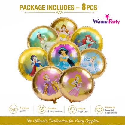 Beautiful Disney Princess Balloon Bouquet - Set of 8