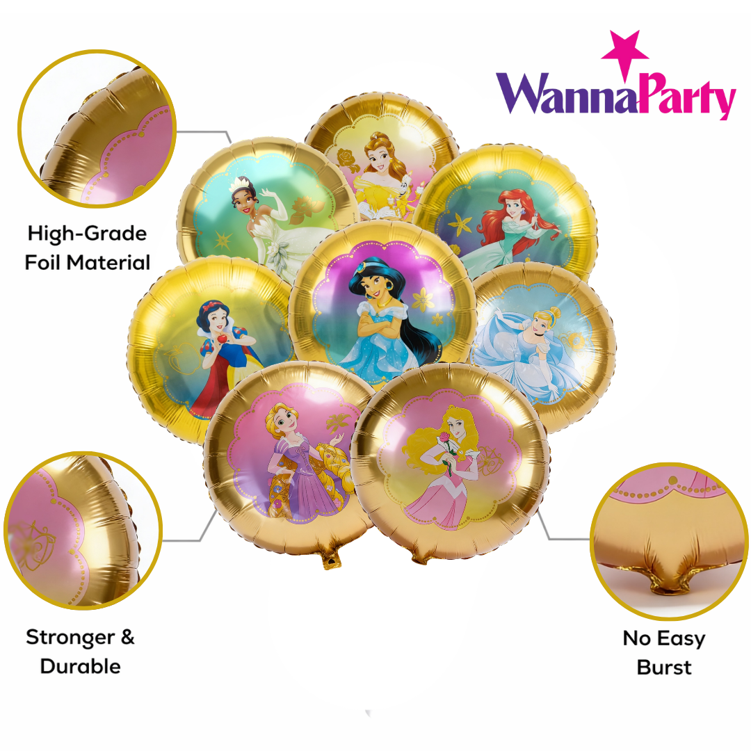Beautiful Disney Princess Balloon Bouquet - Set of 8