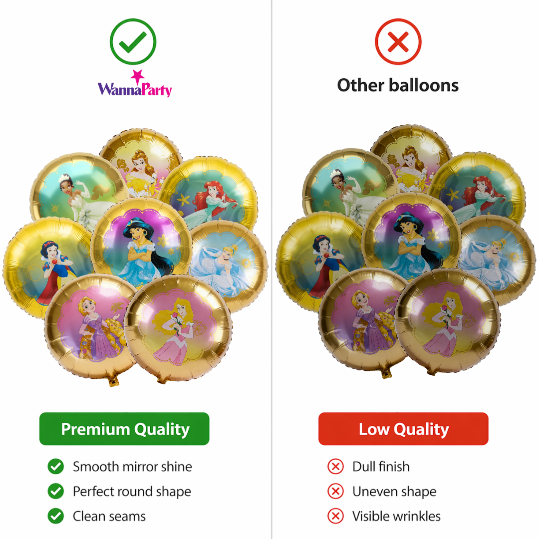 Beautiful Disney Princess Balloon Bouquet - Set of 8