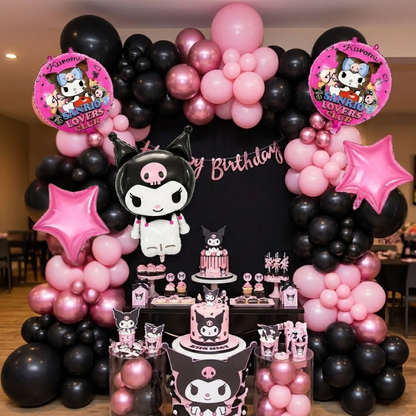 Cute Gothic Kuromi Cartoon Theme Helium Filled Balloon Bouquet Set of 5PC