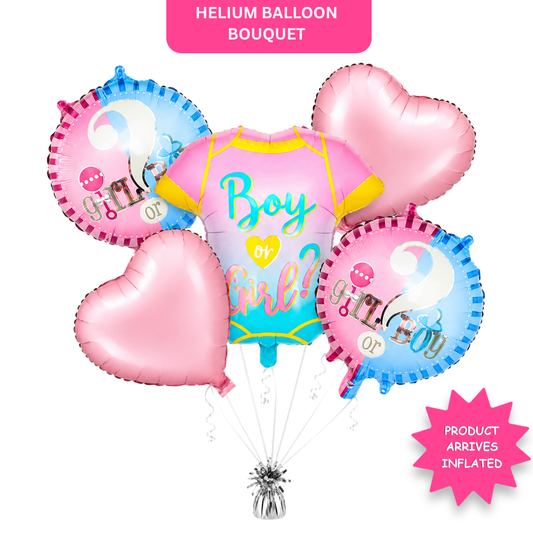 Baby Shower Helium Filled Balloon Bouquet Set of 5 | Blue & Pink Baby Welcome Balloons | Pre-Inflated Decoration for Newborn Celebration