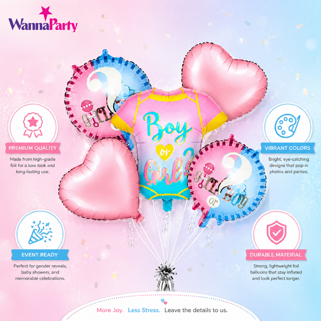 Blue & Pink Baby Clothes Baby Shower Balloon Set - 5PC