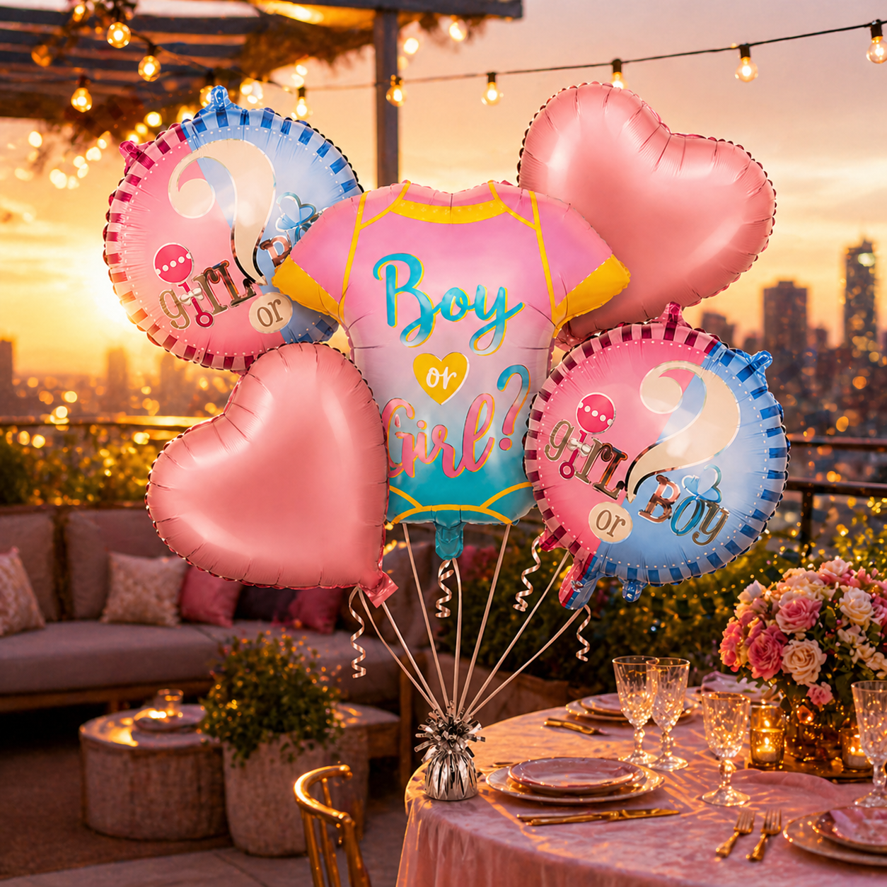 Blue & Pink Baby Clothes Baby Shower Balloon Set - 5PC