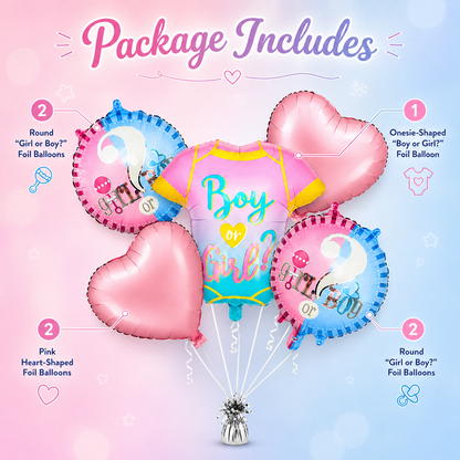 Blue & Pink Baby Clothes Baby Shower Balloon Set - 5PC