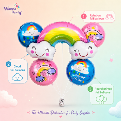 Rainbow Happy Birthday Balloon Set - 5PC