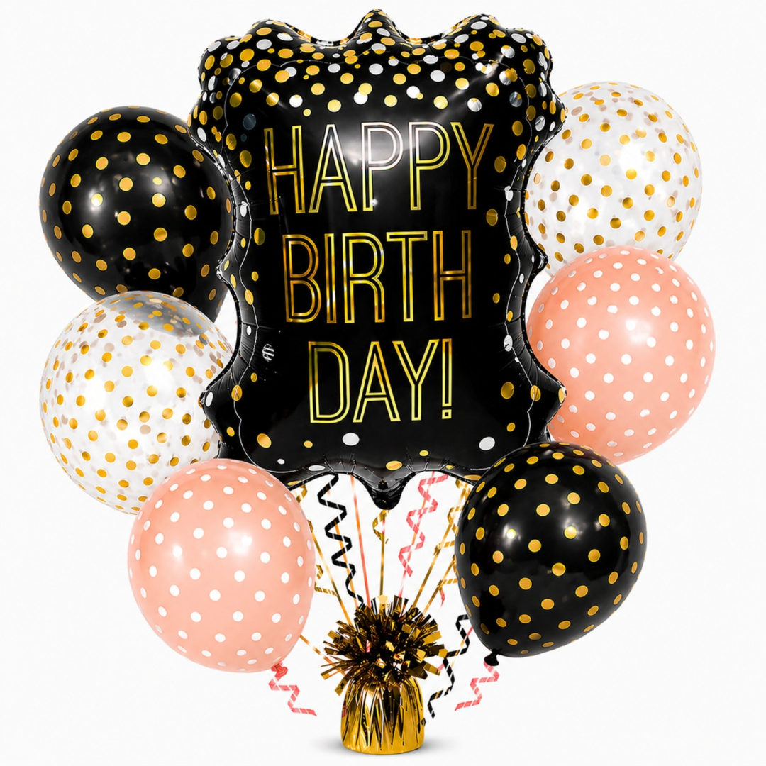 Happy Birthday Balloon with Polka Dot Latex - 7PC