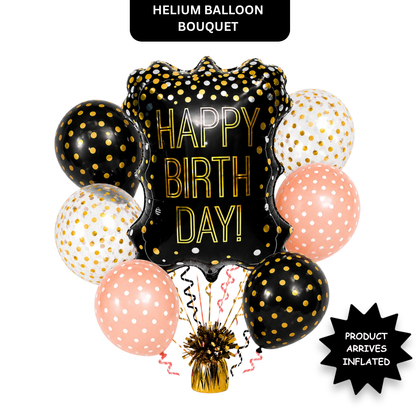 The Blackboard Shaped Helium Filled Balloon Bouquet Set of 7 with Polka Dot Latex Balloons