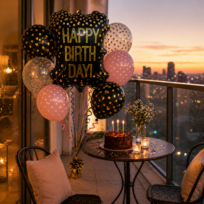 Happy Birthday Balloon with Polka Dot Latex - 7PC