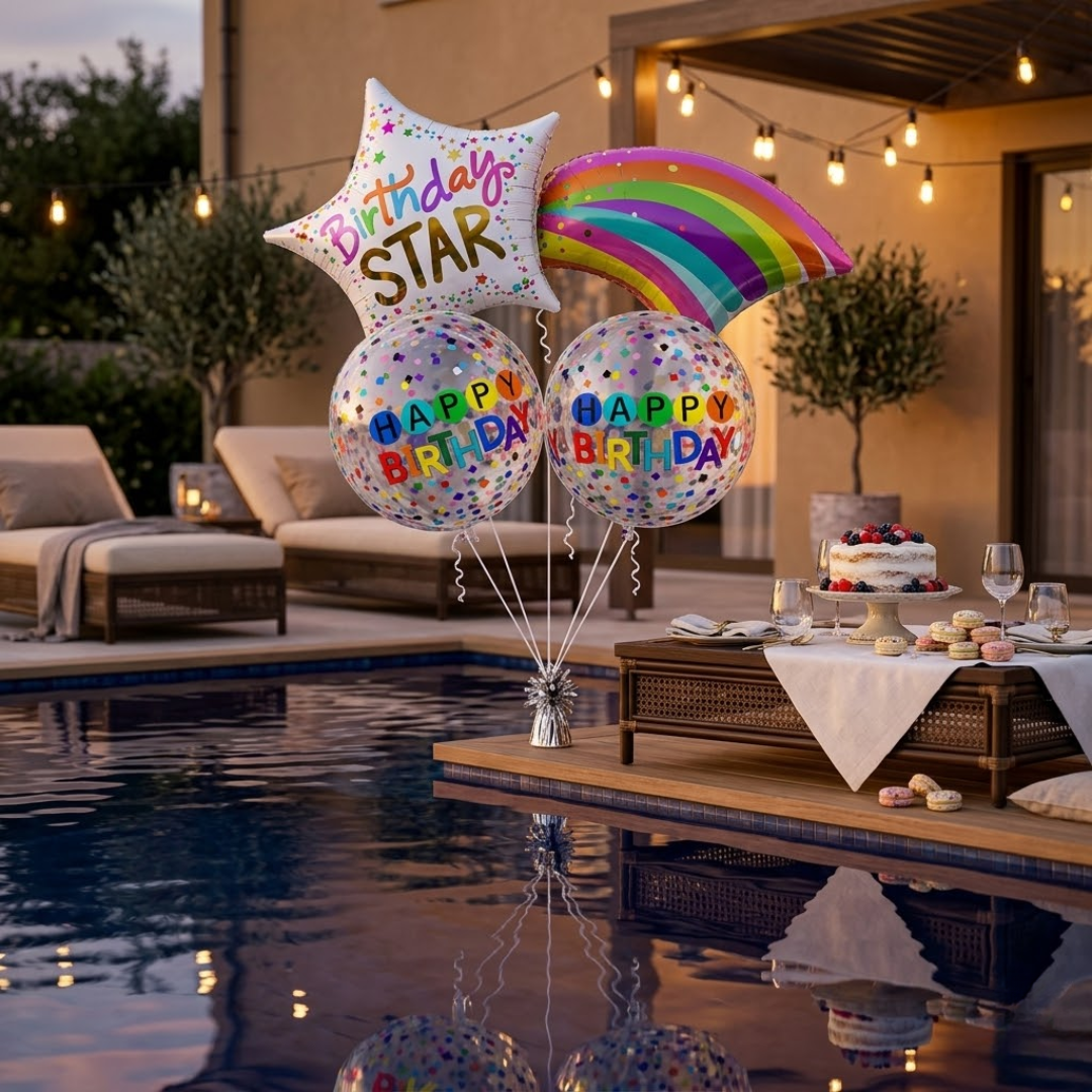 Happy Birthday Rainbow Stars - 3PC