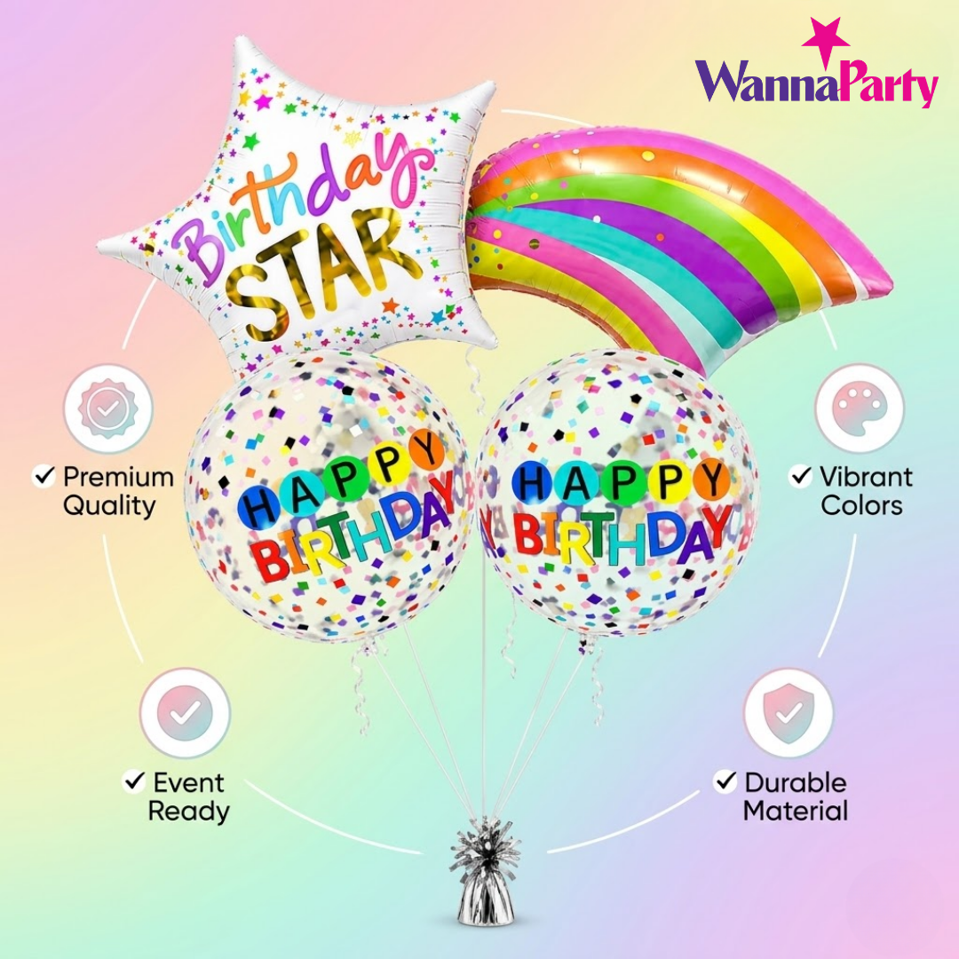 Happy Birthday Rainbow Stars - 3PC