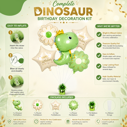 Dinosaur Balloon Set Pastel Green -  5PC