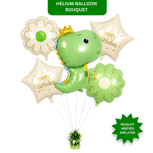 Lil Dino Theme Helium Filled Balloon Bouquet Set of 5PC