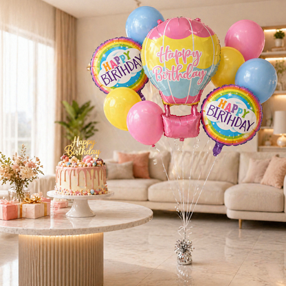 Hot Air Birthday Balloon Combo Set - 9PC
