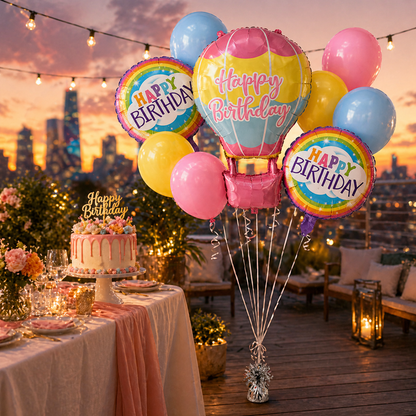 Hot Air Birthday Balloon Combo Set - 9PC