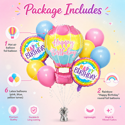 Hot Air Birthday Balloon Combo Set - 9PC