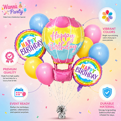 Hot Air Birthday Balloon Combo Set - 9PC