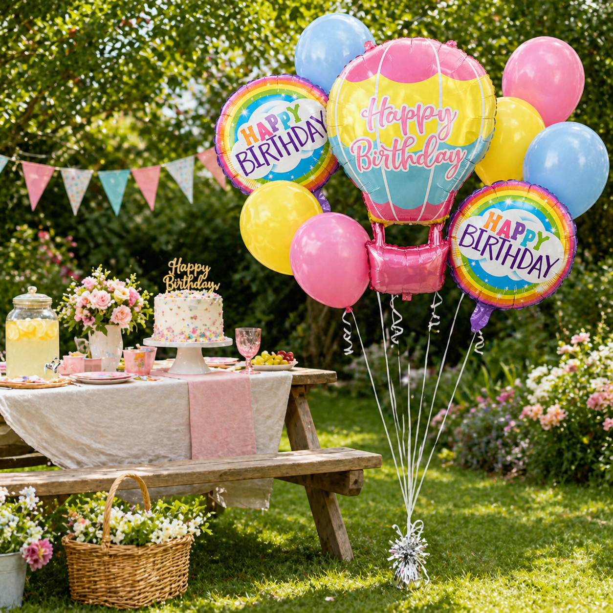 Hot Air Birthday Balloon Combo Set - 9PC