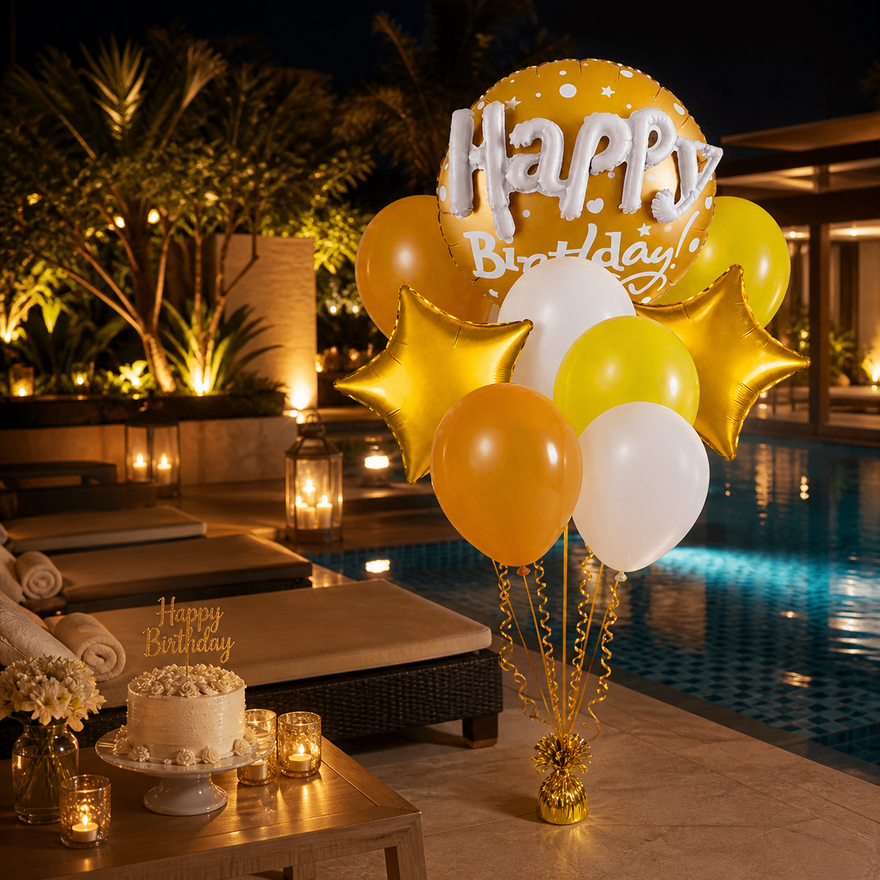 Happy Birthday Matte Gold 3D Balloon Set Pack of 9 | Premium Foil & Latex Balloons | Helium Supported Birthday Decoration Kit