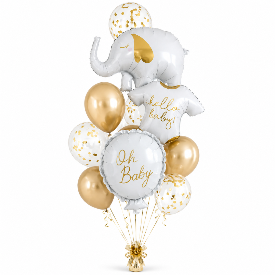 The Elephants in the House New Born Baby Balloon Bouquet Set of 13PC | Helium Filled & Delivered Inflated | Bridal Shower Decoration