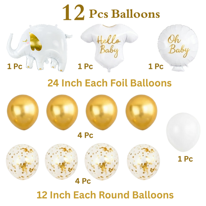The Elephants in the House New Born Baby Balloon Bouquet Set of 13PC | Helium Filled & Delivered Inflated | Bridal Shower Decoration