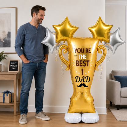 You're the Best No. 1 Dad Large Shape Father's Day Balloons with Star Shaped Helium Balloons | Pre Inflated & Delivered