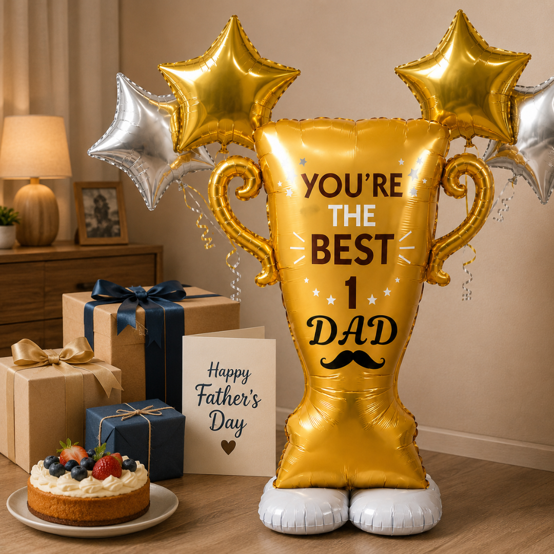 You're the Best No. 1 Dad Large Shape Father's Day Balloons with Star Shaped Helium Balloons | Pre Inflated & Delivered