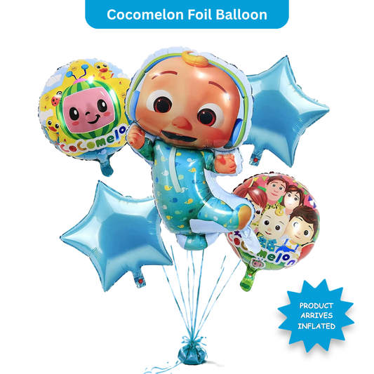 Coco Melon Kids Musical Cartoon Theme Helium Filled Balloon Set of 5 | Birthday Party Decoration Balloons for Kids
