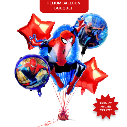 The Amazing Spiderman Helium Filled Balloon Bouquet Set of 5 | Pre-Inflated & Delivered