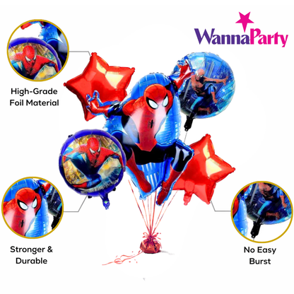 The Amazing Spiderman Helium Filled Balloon Bouquet Set of 5 | Pre-Inflated & Delivered