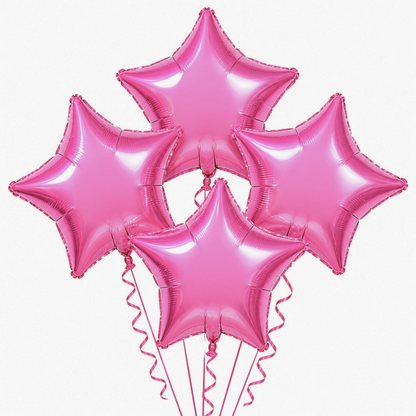 Pink Star Shape Foil Balloons (18 Inch, Pack of 4) Helium Filled & Delivered Inflated