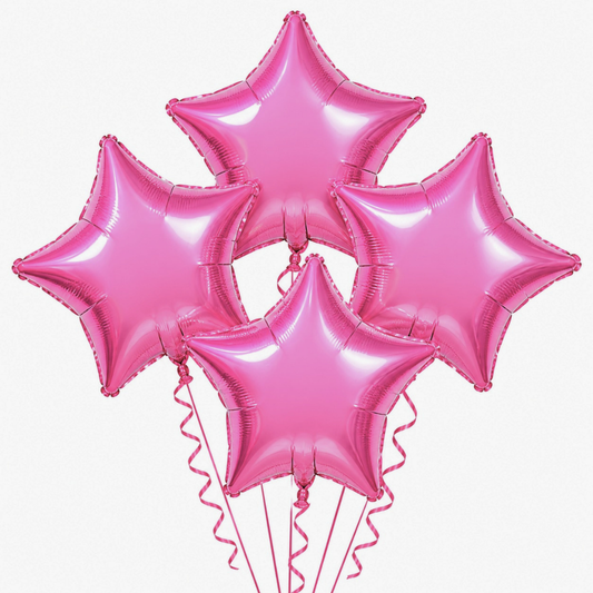 Pink Star Shaped Foil Balloon Combo Pack - Helium Quality - 18 inches - 4PC