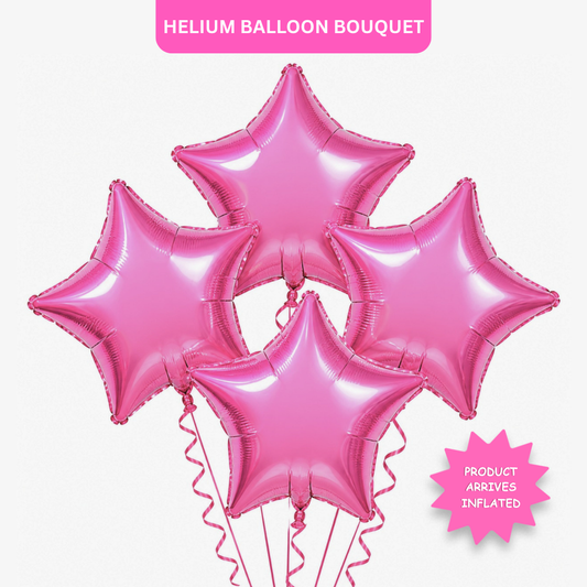 Pink Star Shape Foil Balloons (18 Inch, Pack of 4) Helium Filled & Delivered Inflated