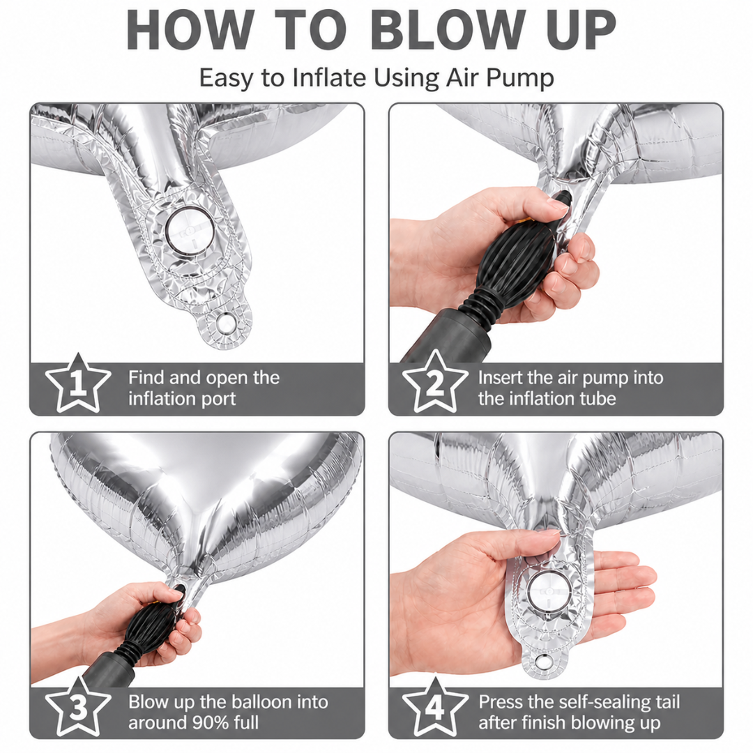 Silver Heart Shape Foil Balloons (18 Inch, Pack of 4) Helium Filled & Delivered Inflated