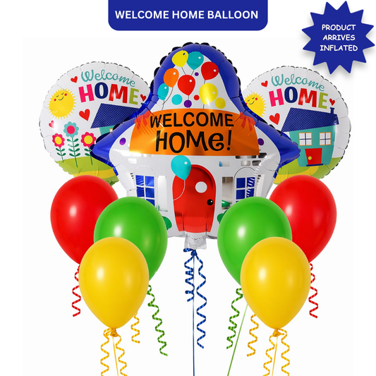 Welcome Home Balloon Set of 9 Pcs| Home Coming Surprise Decoration Balloon Bouquet Helium Filled and Delivered Inflated