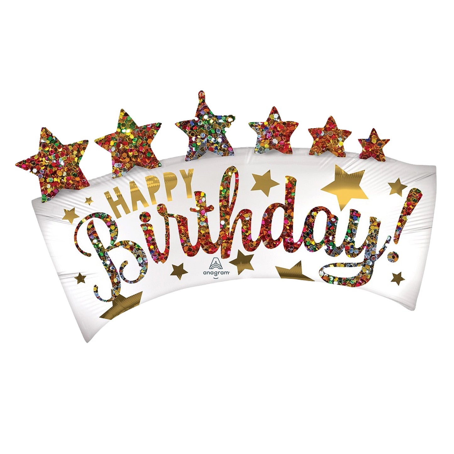 HBD Glitter Banner Birthday Balloon 35"