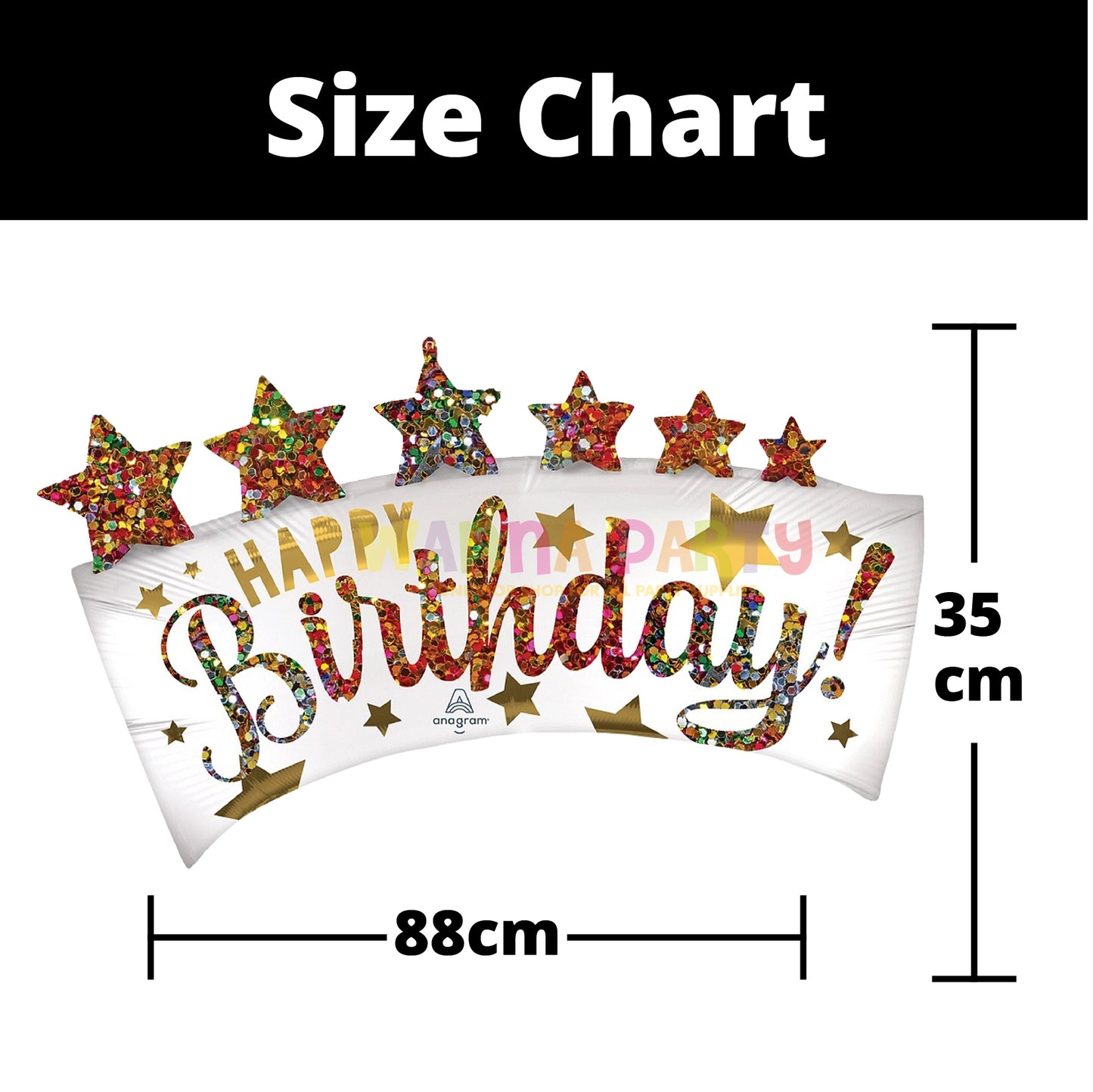 HBD Glitter Banner Birthday Balloon 35"